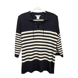 Exclusively Misook Nautical Striped Sweater Size Large L1